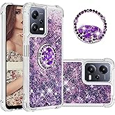 CCSmall Glitter Clear Sparkly Bling Case for Xiaomi Redmi Note 12 5G (Not 4G), Flowing Liquid Quicksand Cover with Diamond Ring Holder Case for Xiaomi Redmi Note 12 5G/ Poco X5 LSZ Purple