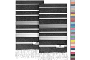 EPHESUS TOWELS Hand Towels - Set of 2 | 18" x 30" - Decorative Turkish Hand Towel for Bathroom, Kitchen, Guest, Face, Hair, Tea, Dishcloth (Sultan, Black)