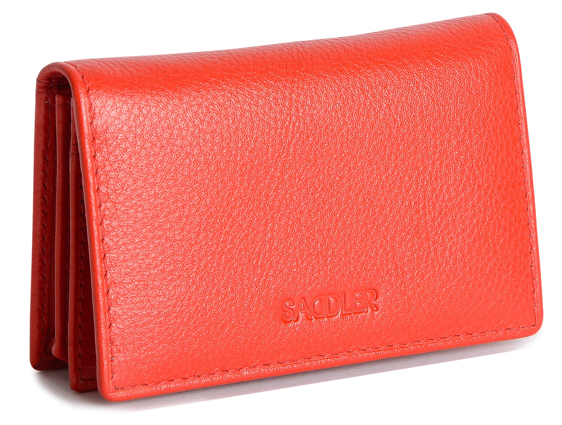 SADDLER Womens RFID Real Leather Slim Credit Card Case | Travel Business & Bank Card Holder | Name Card Case| Gift Boxed - Red
