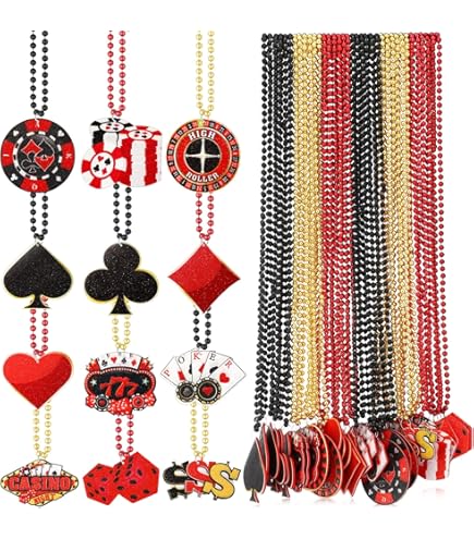 thumbnail image 2 of Gold Dollar Sign Mardi Gras Beads - Set Of 12 Necklaces For Parties & Events 2 of 11