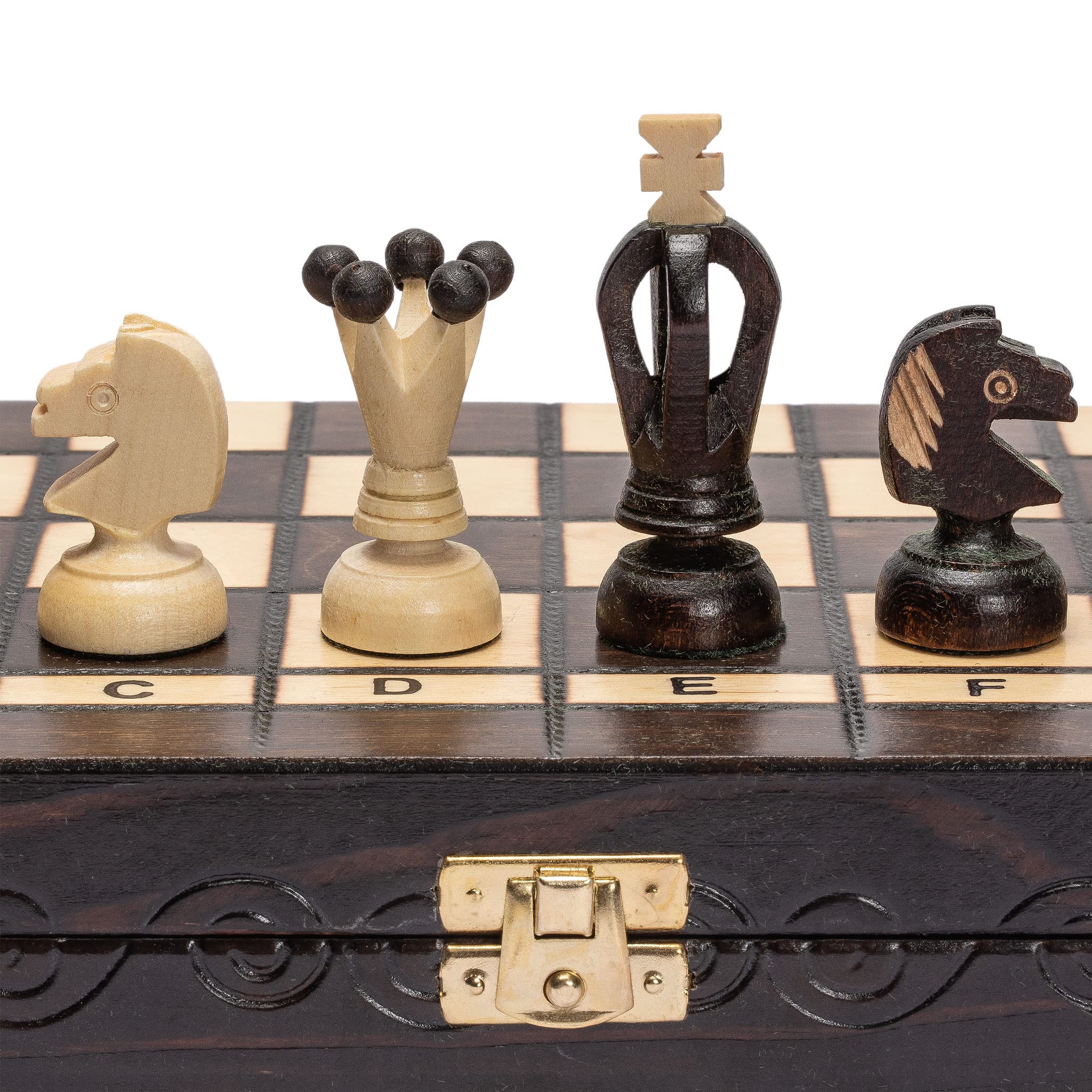 Husaria European International Chess Wooden Game Set, "King's Continental" - 35 centimeter Medium Size Chess Set with Handcrafted Chessmen and Felted Folding Board