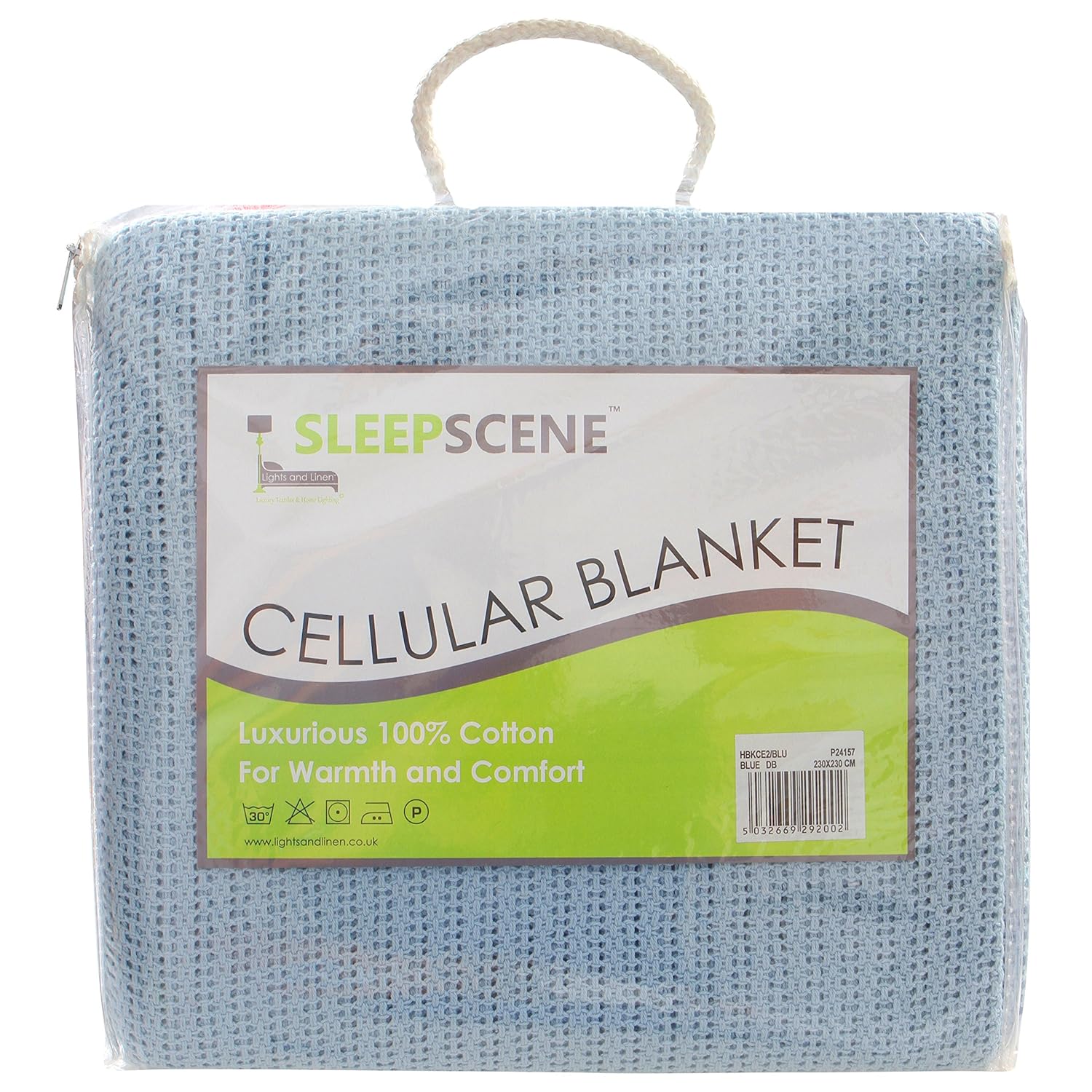 SLEEPSCENE Adult Cellular Blanket in Blue Soft 100 Percent Cotton