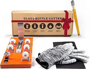 HOME PRO SHOP Bottle Cutter &amp; Glass Cutter Kit- Wine Bottle Cutter DIY Tool- Glass Bottle Cutter Kit for Wine, Beer Bottles, Mason Jars - Bottle Cutting Kit w/Safety Gloves &amp; Accessories