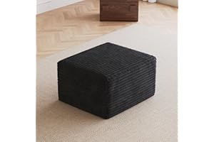 ChilternCasa 25.6" Corduroy Ottoman Foot Rest,Plush Memory Foam Couch Ottomans,Boneless Compressed Sofa in a Box for Living R
