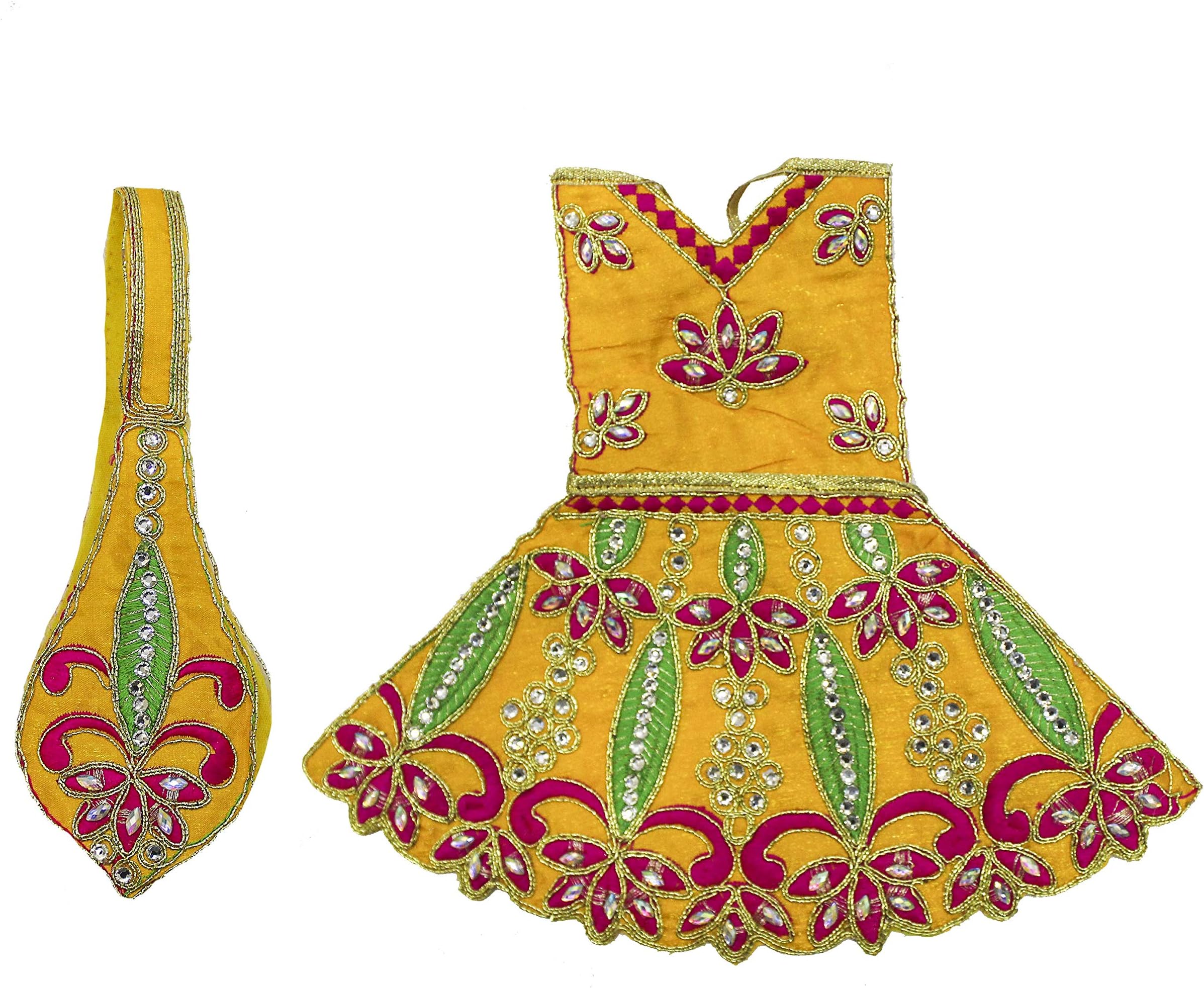 The Holy Mart Marble deity Full Silk Dress with embroidery (18-30 cm), Durga Dress set, Mata Rani shringar, Durga Dress for idol (18 CM)