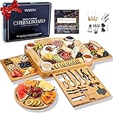 Charcuterie Boards Set – Large Bamboo Cheese Board & Platter with Charcuterie Accessories, Housewarming Gifts for New Home, Christmas, Bridal Shower, New House Gift