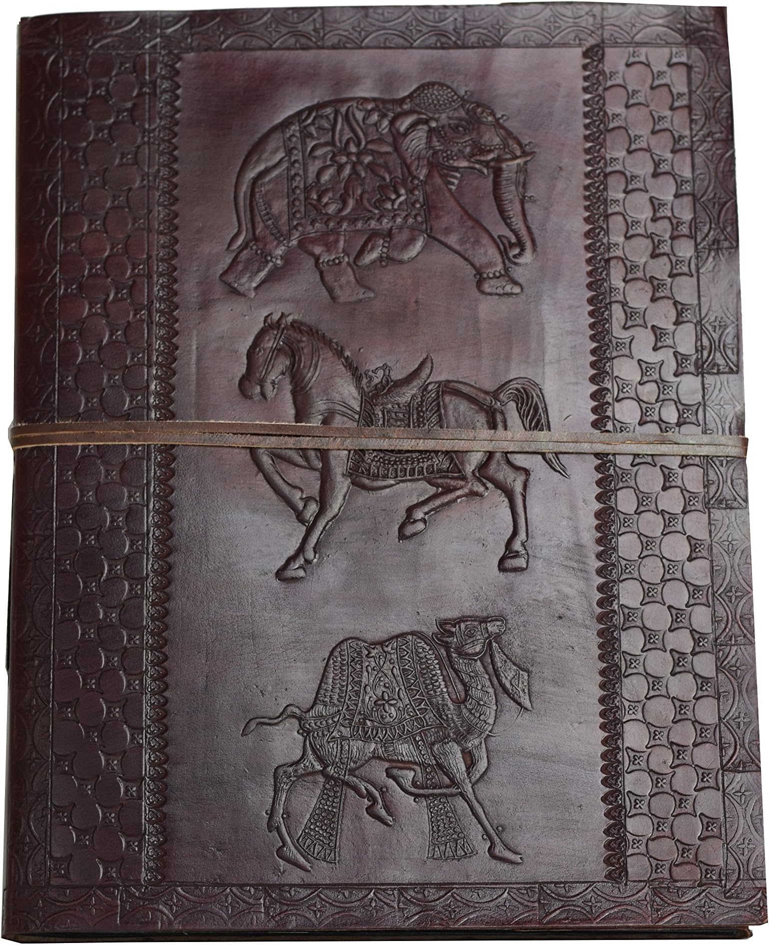 The Golden Age * Photo Album XXL Vintage Buffalo Leather Black Cotton Paper Embossed Handmade