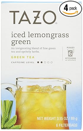 Amazon Com Tazo Iced Lemongrass Green Tea 6 Bags Case Of 4 3 15oz Each Grocery Gourmet Food