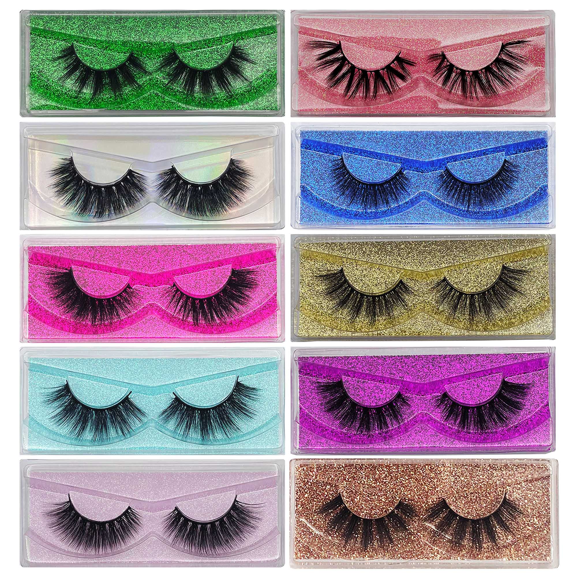 mikiwi False Eyelashes MIKIWI 10 Pack Lahes, 12-20mm Wholesale 5D Fake Mink lashes, Fuffy Natural Volume eye Lashes, individual package Faux Mink EyeLashes