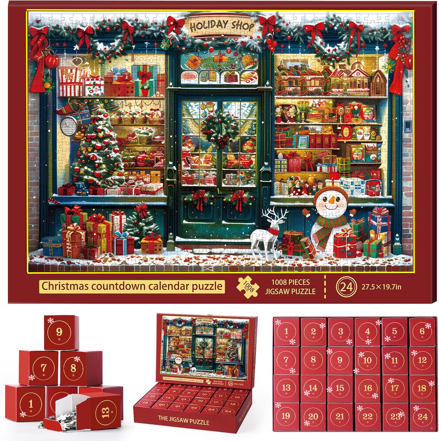 Photo 1 of Puzzle Advent Calendar 2024, Christmas Gift Puzzles 24 Days Countdown, 1008-Piece Xmas Puzzles for Kids Boys Girls Adults Family Puzzle Game