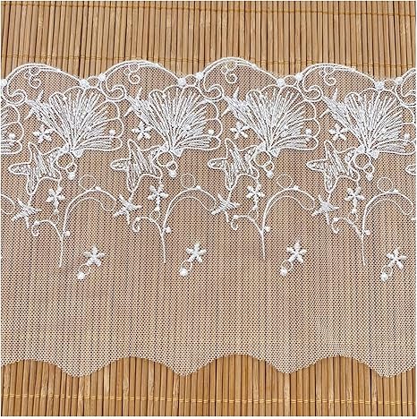 Amazon Co Jp 水溶性バーコードレースメッシュコンピュータ刺繍シェル 手作りレース装飾子供服アクセサリー Size White 15 6cm ホーム キッチン