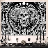 Accnicc Skull Tapestry Gothic Skeleton Tapestries Wall Hanging Goth Witchy Black and White Horror Small Tapestry for Bedroom Living Room Dorm 48 x 36 inch