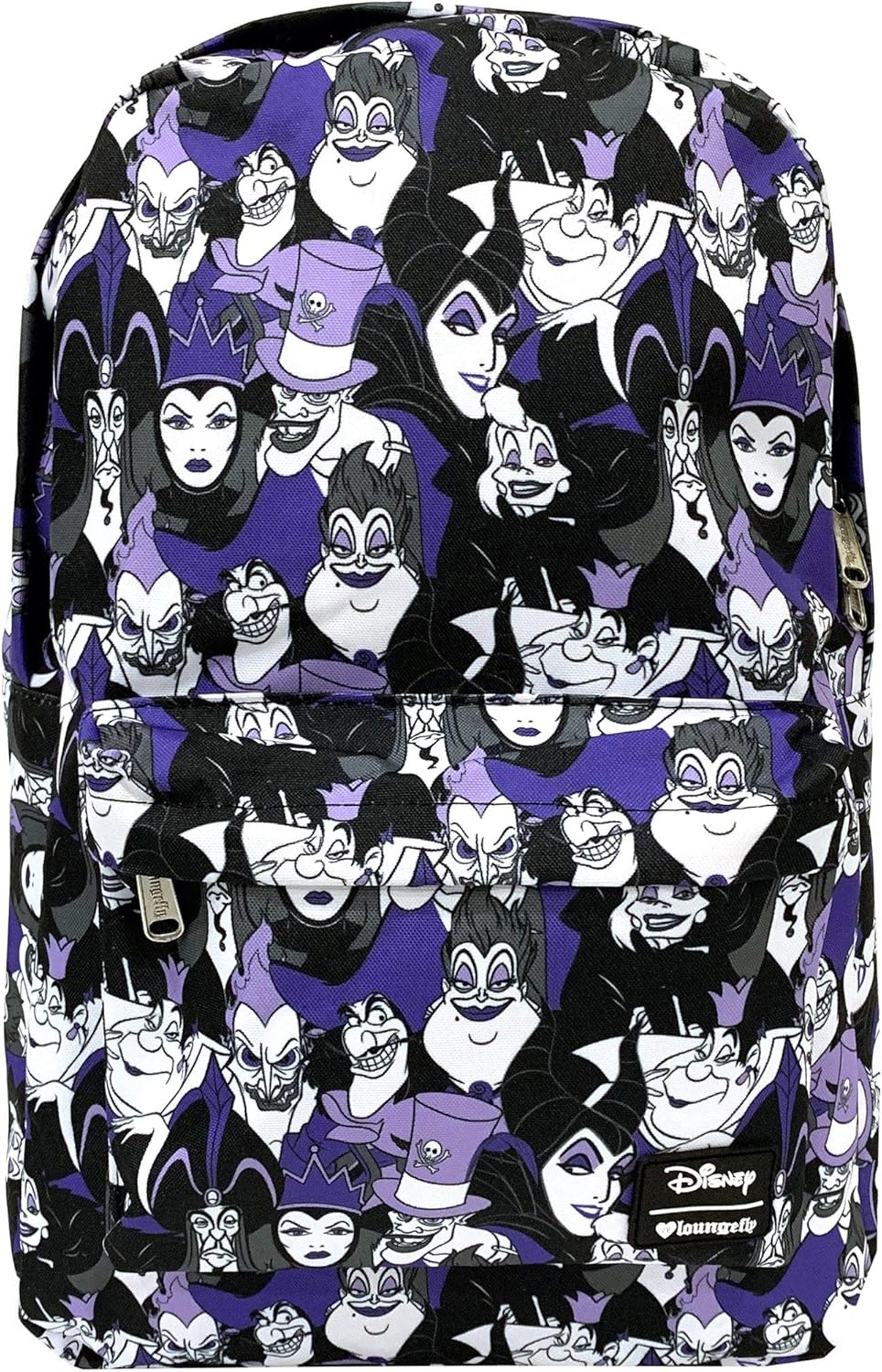 Loungefly Disney Villans Purple Evil Character All Over Print Backpack fits Laptop