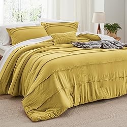 Bedsure Yellow California King Comforter Set - 4