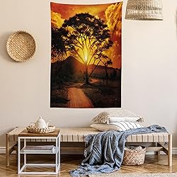 Lunarable Sunset Tapestry Twin Size, Majestic Tree