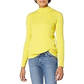 Amazon Essentials Women's Classic-Fit Lightweight Cable Long-Sleeve Mock Neck Sweater