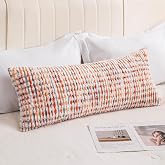 CATOLAT Decorative Boho Orange Lumbar Pillow Covers 1 Pack 14x36 Inch Farmhouse Tufted Long Accent Body Pillow Covers for Bed, Neutral Fluffy Boho Throw Pillowcase for Couch Bedroom, Sofa Home Décor