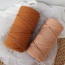 Macrame Cord 4mm 109 Yards Caramel,Colored Soft