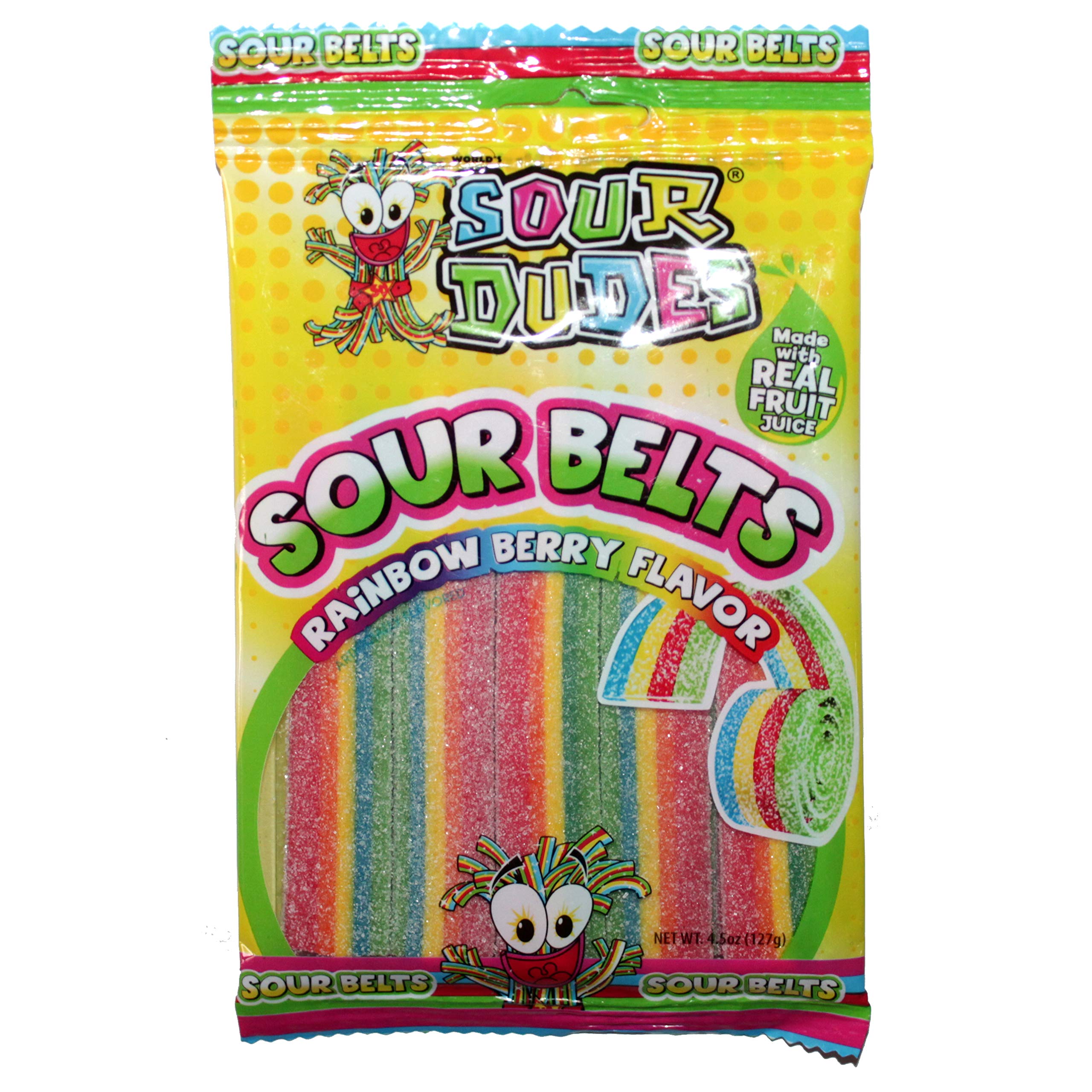 Sour Dudes (1) Bag Sour Belts - Rainbow Berry