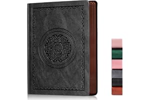 VUTLUE 300 Pages Leather Vintage Journal Notebook,Softcover Leather Lined Journal Notebook for Women Men,300 Pages Notebook for Travel,Business,Work,Office,School Note Taking,5.7'' X 8.3'',Black
