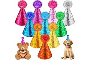 GDZRDFLH 12 pcs Mini Party Hats Small Dog Cat Birthday Hats Tiny Little Party Hats for Stuffed Animal for Small Animal Puppies Kittens Costume Accessories Wedding Party Decor