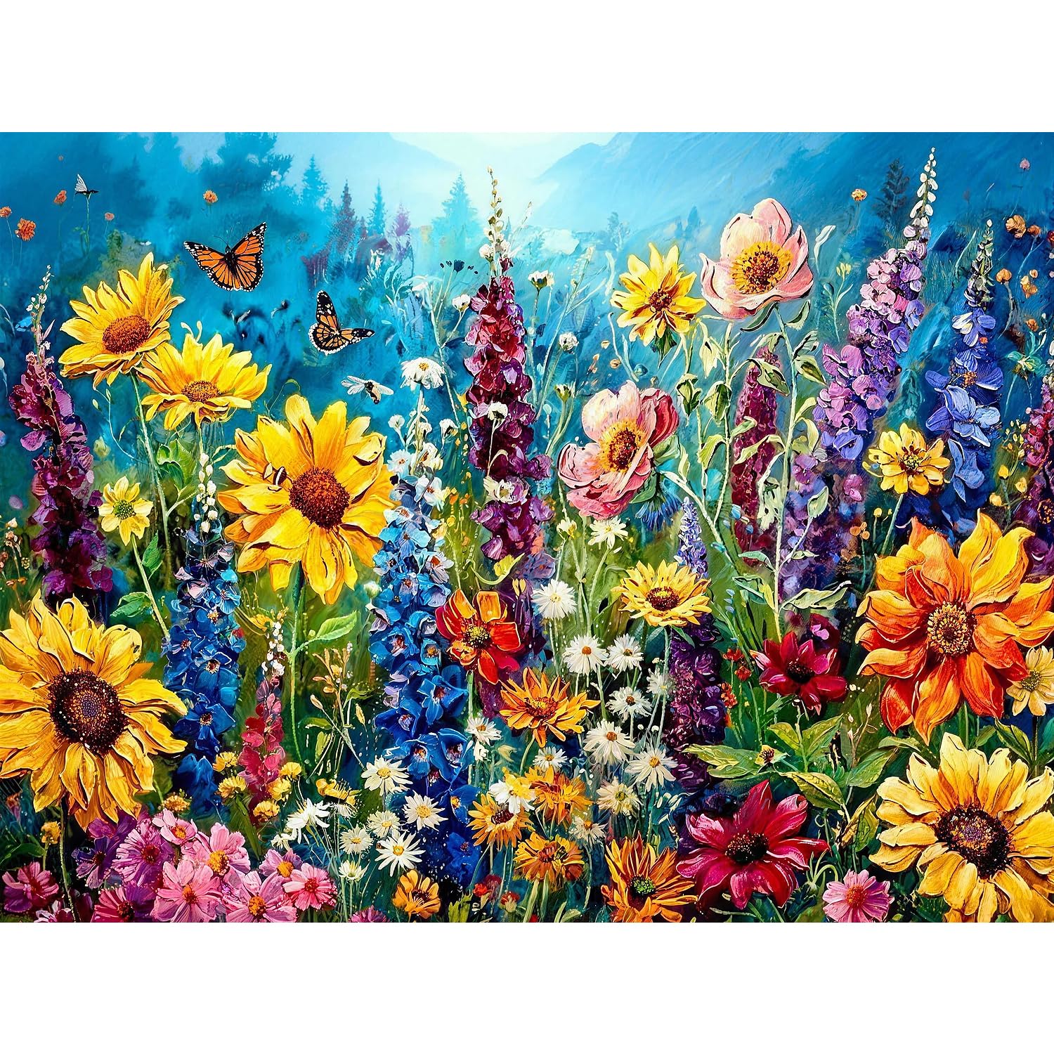Yveszomi Blooming Flowers Paint by Nnumbers for Adults-Flowers Painting by Numbers for Adults,DIY Oil Adult Paint by Numbers Canvas Kits Perfect for Gifts,Home Decor 12x16in
