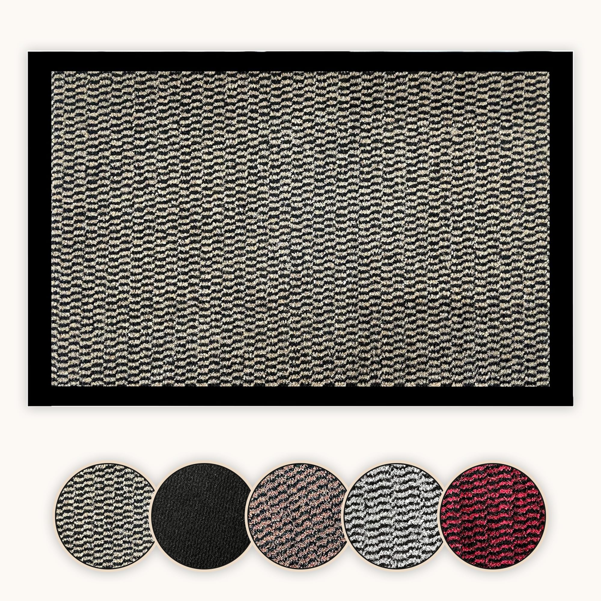 Bear & Panda - Dirt Trapper Door Mat - Indoor/Outdoor non-slip Washable Barrier Door Mat, Heavy Duty Entrance Rug Shoes Scraper, Super Absorbent Front Doormat Carpet (Beige, 50 x 80 cm)
