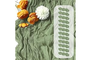 FANTEKE 12 Pack Sage Green Cheesecloth Table Runner 17 x 108 Inch Gauze Table Runner Fabric Semi Sheer Cheese Cloth Table Decor Bulk for Rustic Romantic Wedding Baby Shower Table Decoration