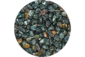 Amazing Gemstone Bloodstone Crystal Chips Aquarium Gravel Rocks - Bloodstone Chips Bulk Fish Tank Gravel, Small Tumbled Stone Chips and Tiny Crystals for Decoration (Natural AAA Grade Gemstones)