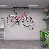 Relaxdays Bike Storage Ceiling Mount Lift 20kg Rope Garage Cellar Black view 2