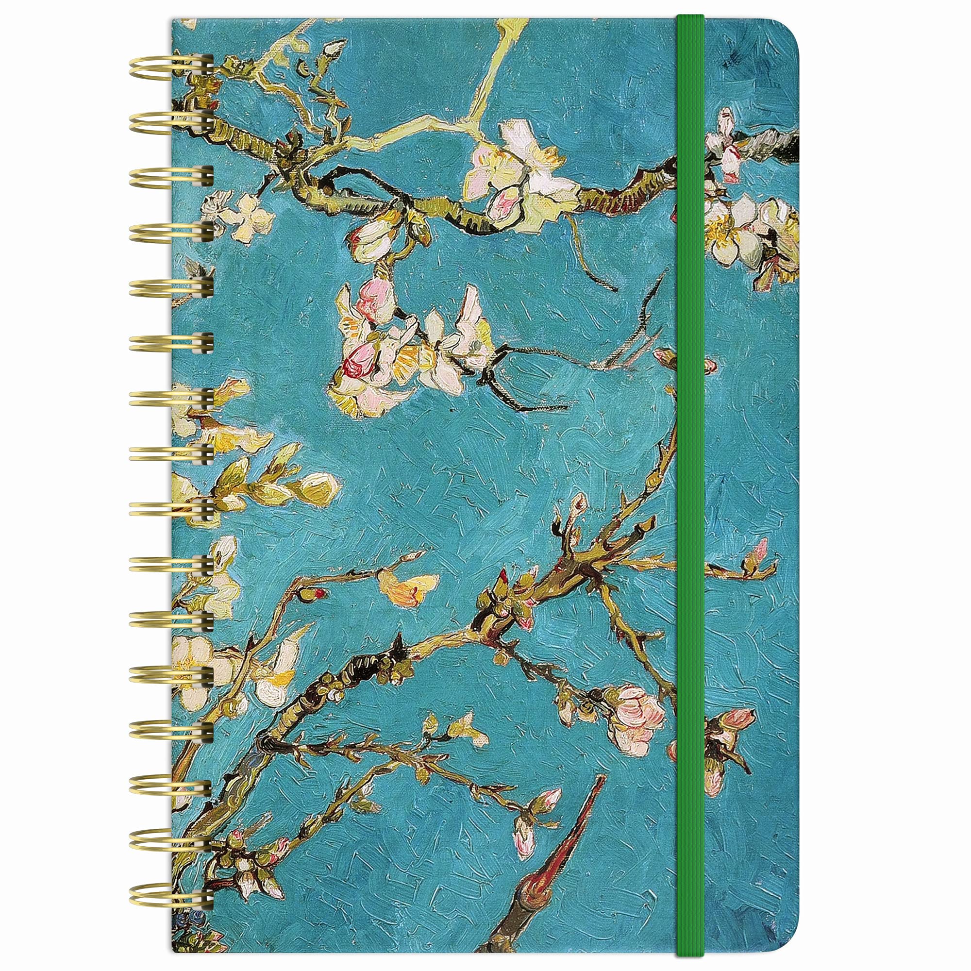 Huamxe Spiral Journal Notebook, Hardcover Lined Journal for Women, 8.4 x 6 inch, 160 Pages Thick Paper,Cute Aesthetic Floral College Ruled Notebooks for Work Writing Journaling School, Green Flower — image 1