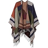 Urban CoCo Women's Printed Tassel Open front Poncho Cape Cardigan Wrap Shawl