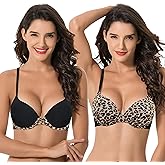 Curve Muse Women's Plus Size Perfect Shape Add 1 Cup Push Up Underwire Bras