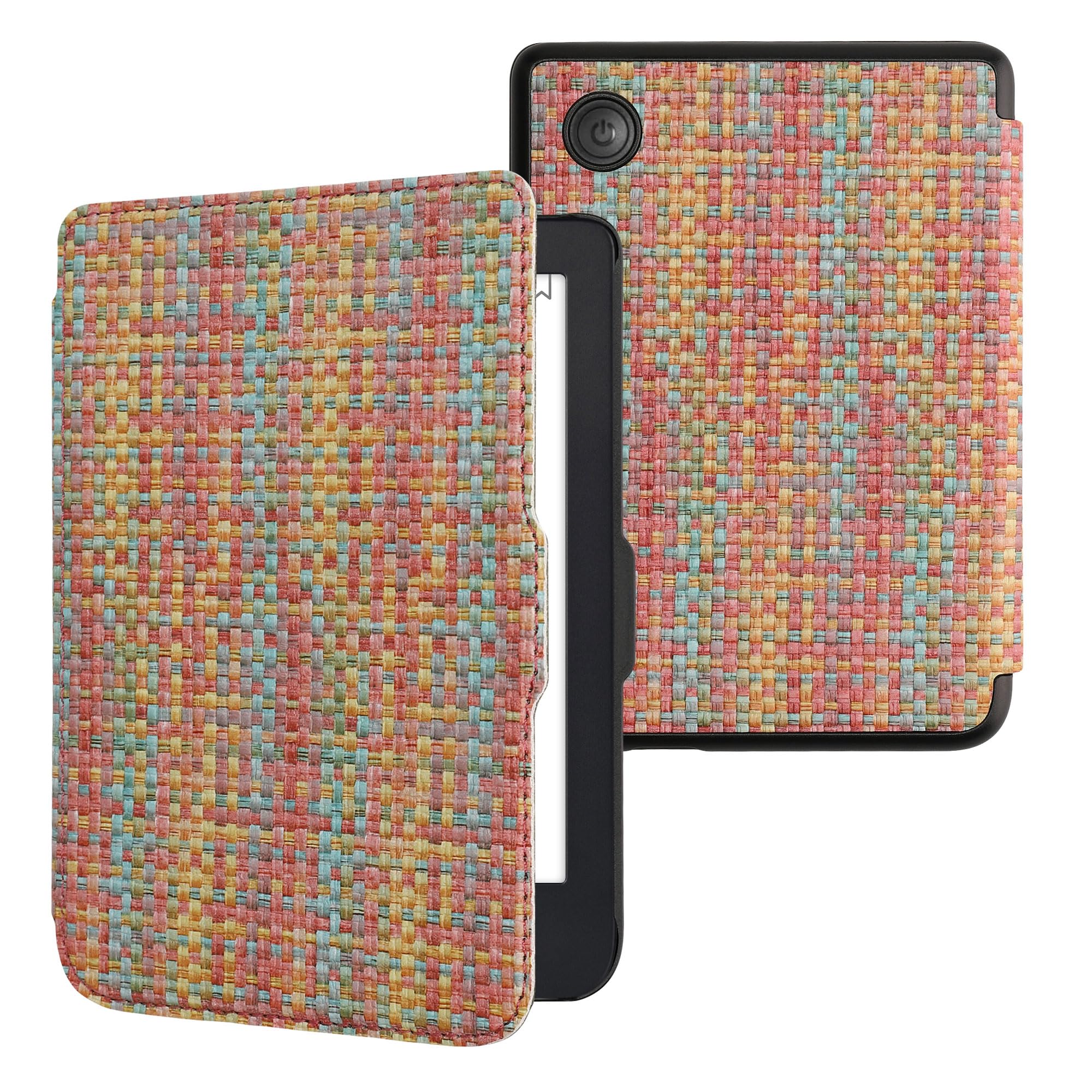 kwmobile Cover Compatible with Kobo Clara 2E / Tolino Shine 4 Cover - PVC eReader Case - Colorful Yellow/Red/Green