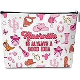 Beshoul Nashville Makeup Bag, Nashville Gifts for Women Friends Traveler, Cowgirls Gifts -A30