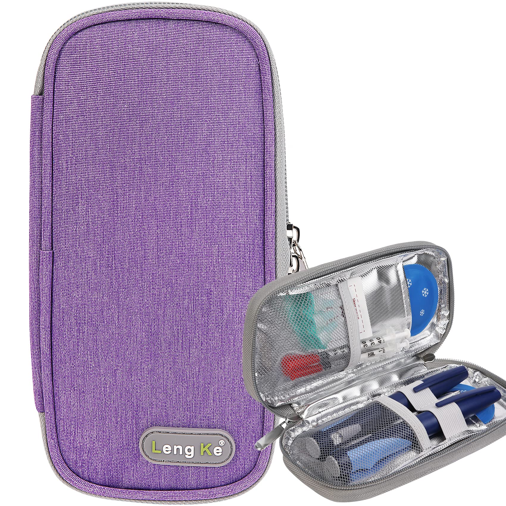 AYVANBER Insulin Cooler Travel Case Small Diabetic Medication Cooler Portable Cooling Bag with 2 Reusable Gel Ice Packs for Insulin Pens While Traveling and Other Diabetic Supplies (Purple)