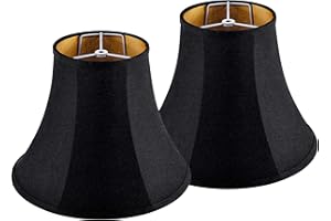 JERHOUS Black Bell Lamp Shades Set of 2 Medium LampShade 6.7``Top x 13``Bottom x 10``High(Spider) Traditional Lamp shades for Table & Bedside Lamp - Hand Crafted Shade Replacement