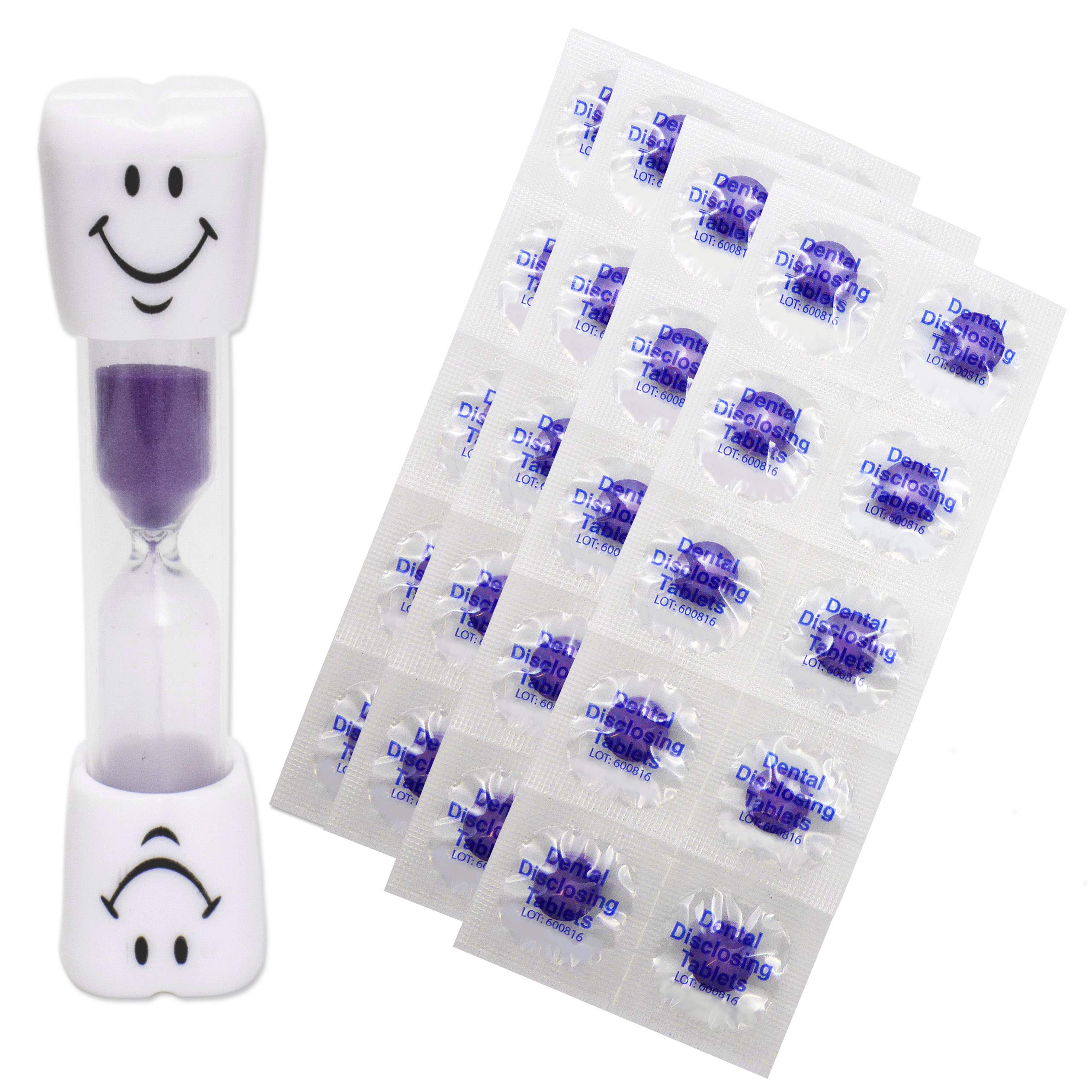 Smile Toothbrush Timer & 40 Disclosing Tablets (Purple Timer)
