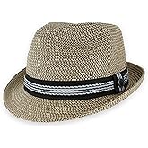 Belfry Men Women Summer Straw Trilby Fedora Hat in Blue Tan Black Luz Tan LRG