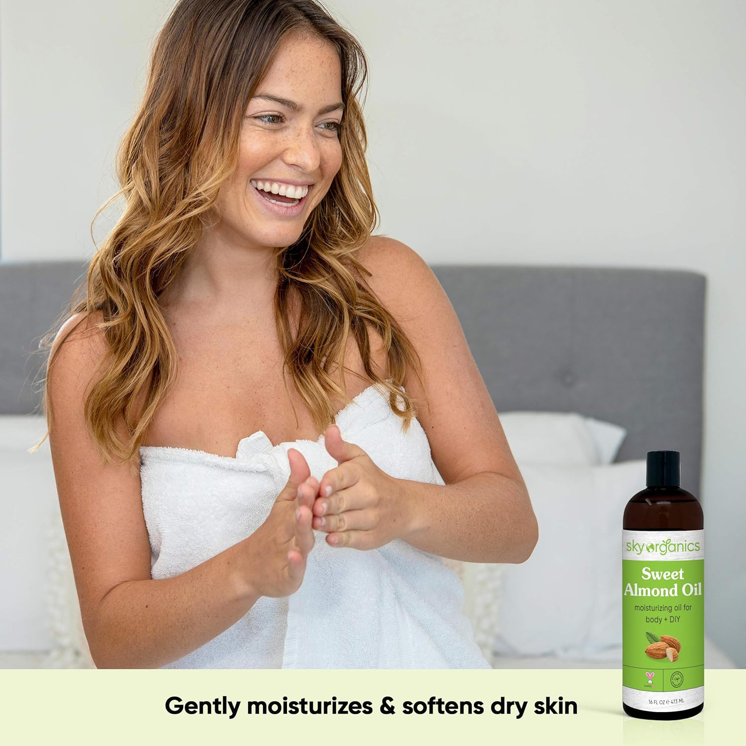 Sweet Almond Oil by Sky Organics (Large 16oz) Pure Cold-Pressed Almond Face Oil Moisturizing Oil for Body Skin & Hair : Beauty