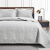Love's cabin Quilts for Queen Bed Light Grey Bedspreads Bedding Set - Summer Lightweight Bedspread Comforter - Coin Pattern Bedding Coverlet for All Season - 3 Pieces (1 Quilt, 2 Pillow Shams)