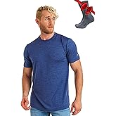 Merino Wool T-Shirt Mens - Merino Wool Undershirt Thermal Shirt for Men and Hiking Socks