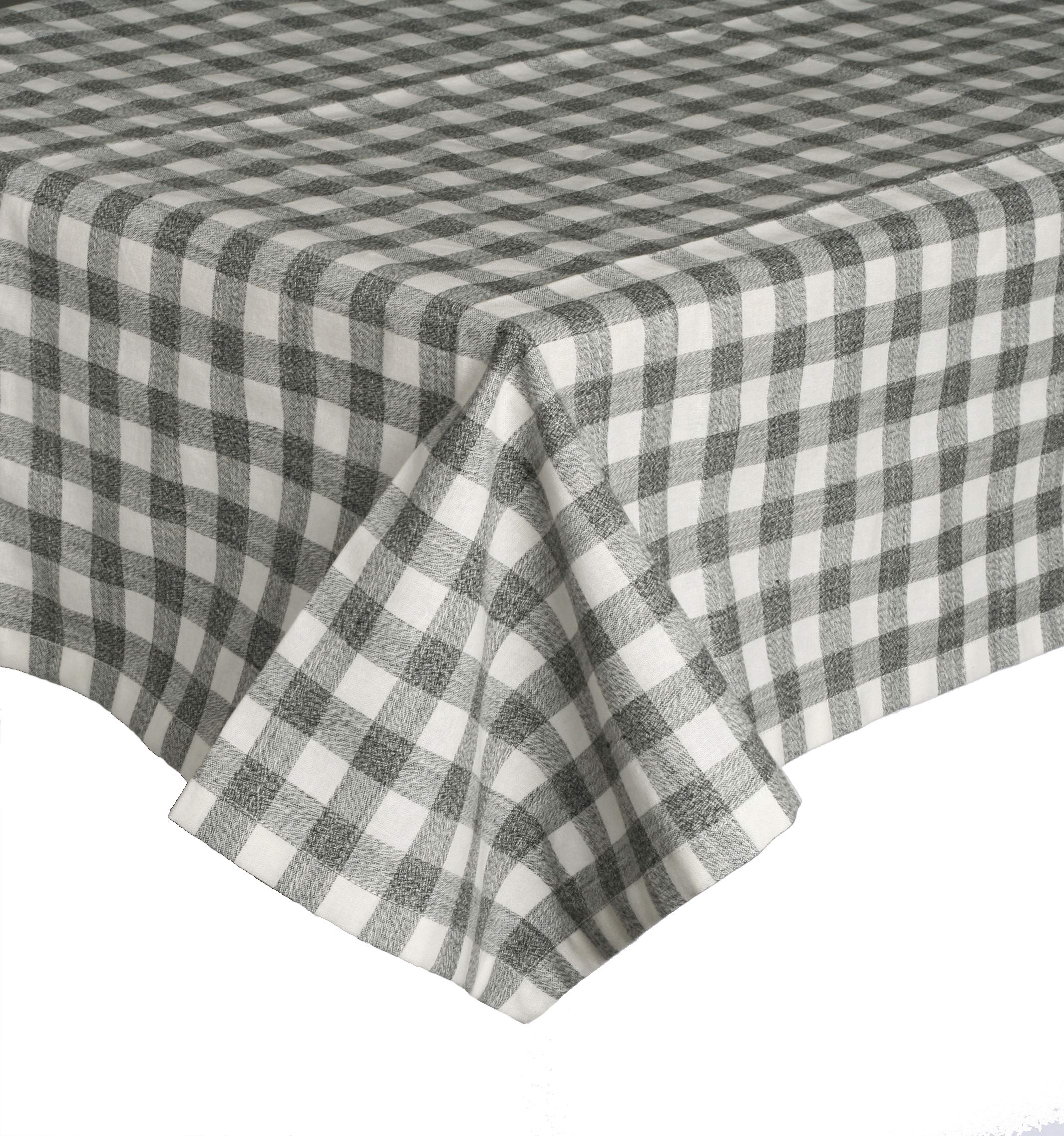 Ruth&Boaz Cotton Buffalo Check Square Tablecloth for Family Dinners & Indoor or Outdoor Parties (Black-White, 55"X102")