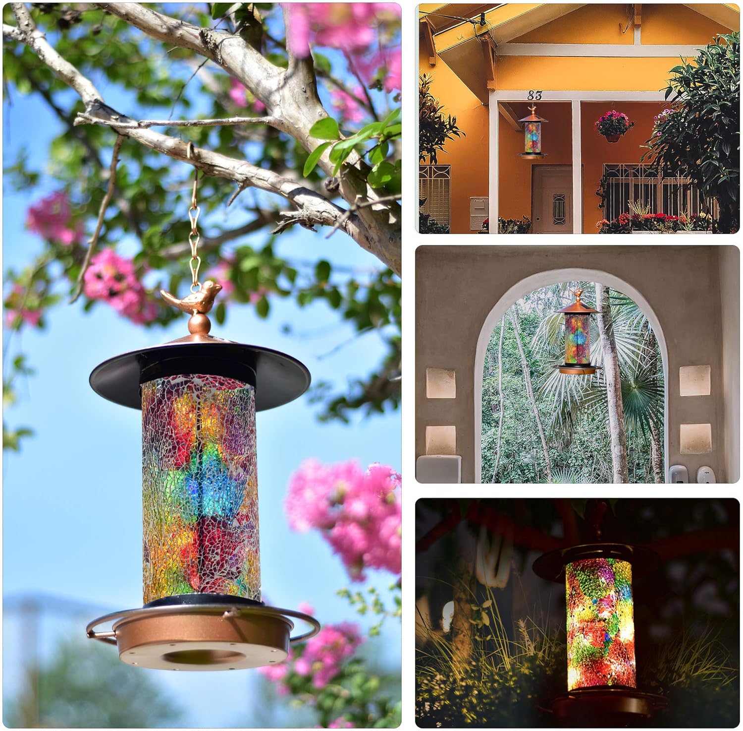 XDW-GIFTS 2020 Newest Solar Wild Bird Feeder Hanging for Garden Yard Outside Decoration, Waterproof Mosaic Lantern Design Feeder for Birds, Solar Bird Feeder as Gift Ideas for Bird Lovers(15 Inches) : Garden & Outdoor