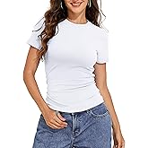 kayamiya Womens Short Sleeve Basic Tees Crew Neck Slim Fitted Cotton Shirts Trendy Going Out Tops