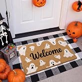 2 Pcs Halloween Door Mat Combo Set for Front Porch Entryway Indoor Outdoors | Non Slip Coir 17