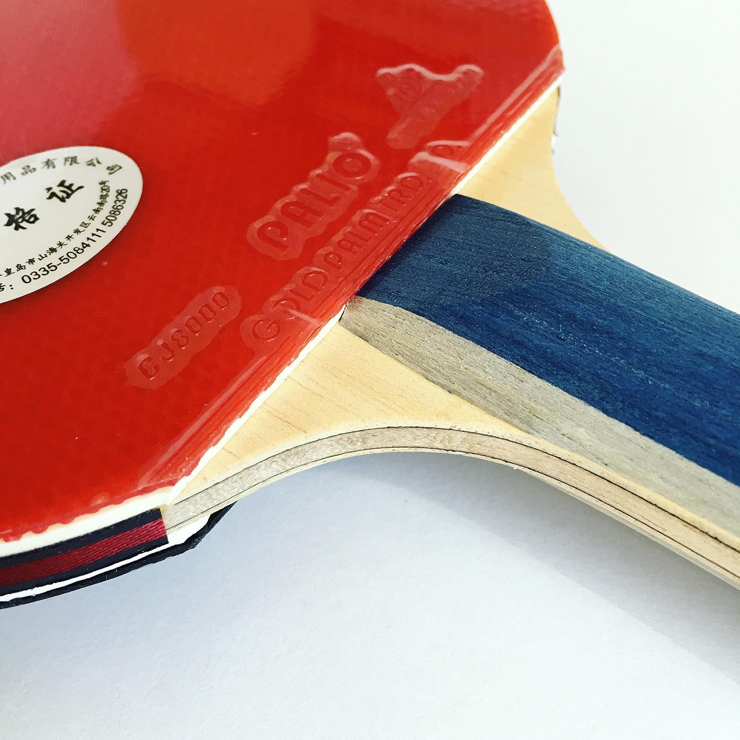 Palio Master 2.0 Table Tennis Bat & Case, Blue Handle, Red/Black Rubbers - Image 3