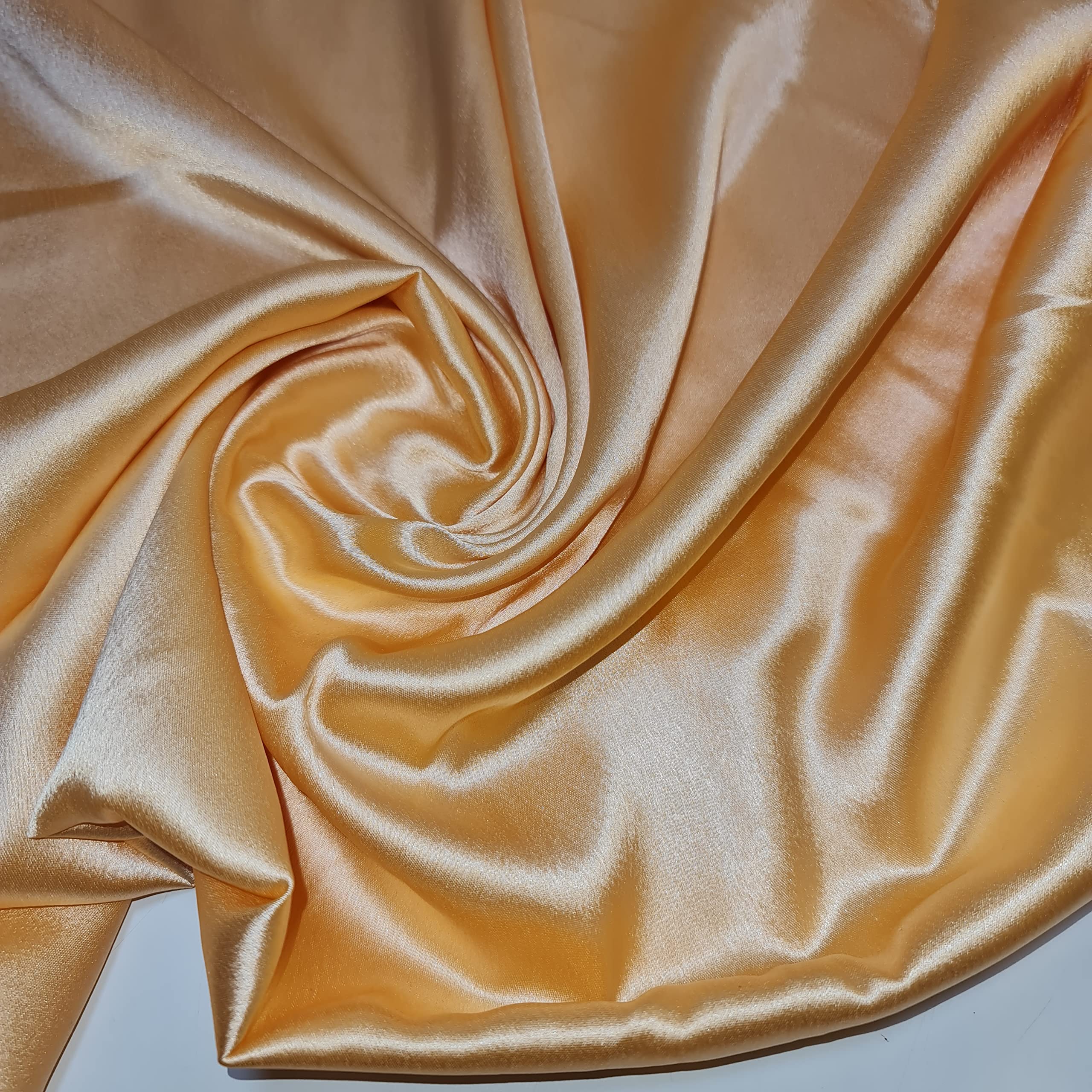 Glossy Charmeuse Silk Satin Bridal Dress Polyester Lining Craft Fabric 44" Meter (2 Meter, Passion Peach)