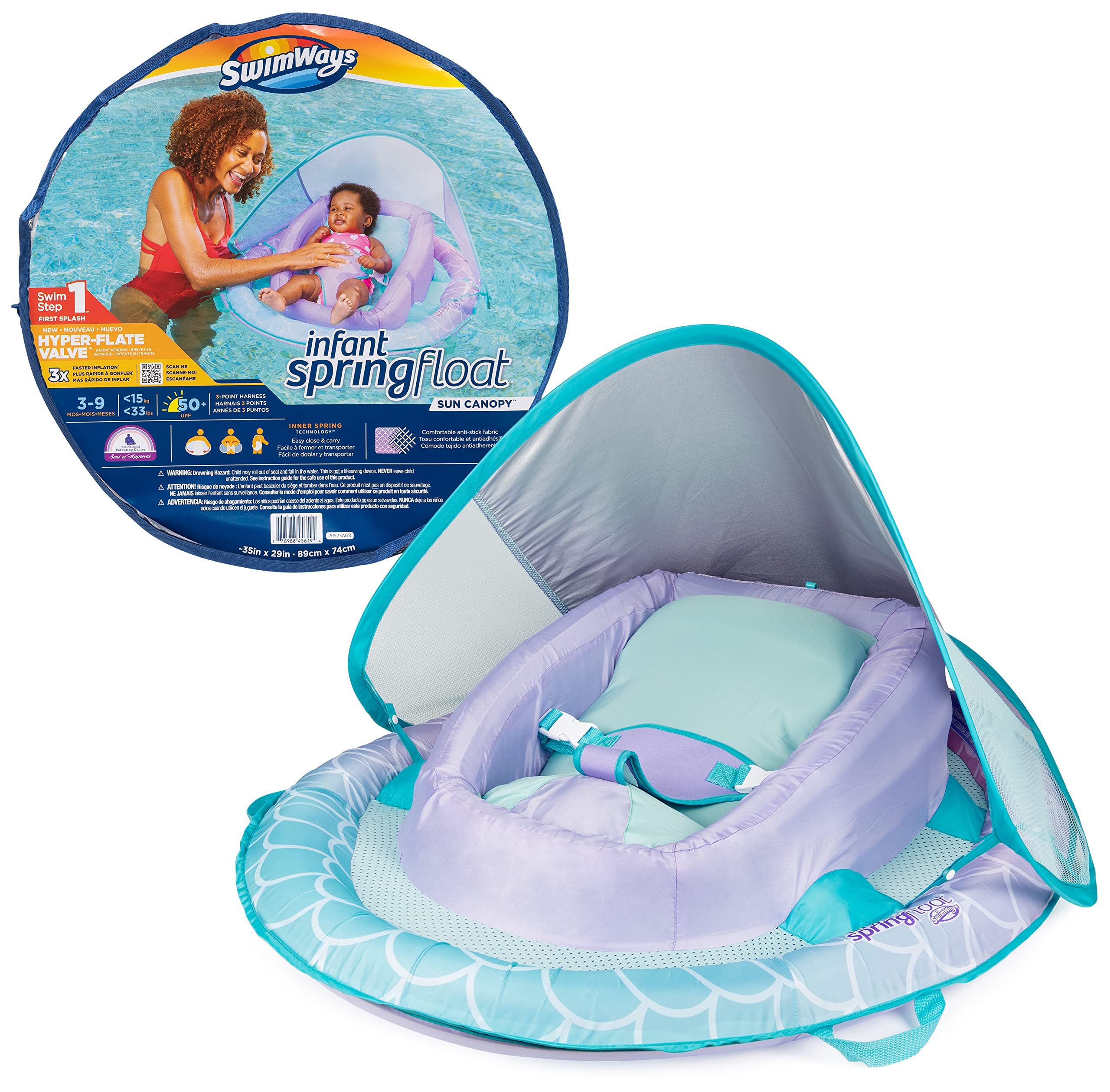 Swimways Sun Canopy Inflatable Infant Spring Float for Infants 3-9 Months