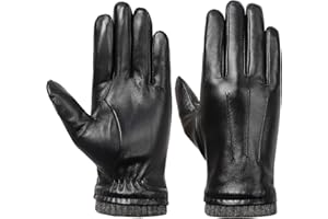 Isilila Men's Luxury Italian Sheepskin Leather Gloves Leather Dress Driving Gloves with Fleece Lining